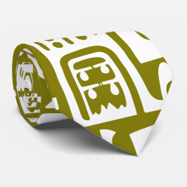 Olijfgroen en witte doodles van 7 stropdas