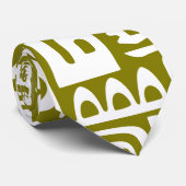 Olijfgroen en witte doodles van 7 stropdas (Opgerold)