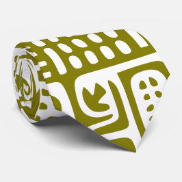 Olijfgroen en witte doodles van 7 stropdas