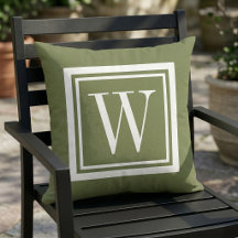 Olijfgroen en Witte Klassieke Vierkante Monogram