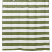 Olijfgroen en witte strepen Douchegordijn (Voorkant)