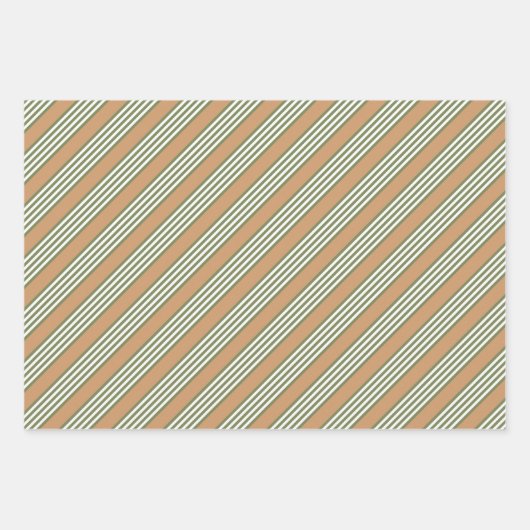 Olijfgroen en witte strepen met tint inpakpapier vel (Voorkant 2)
