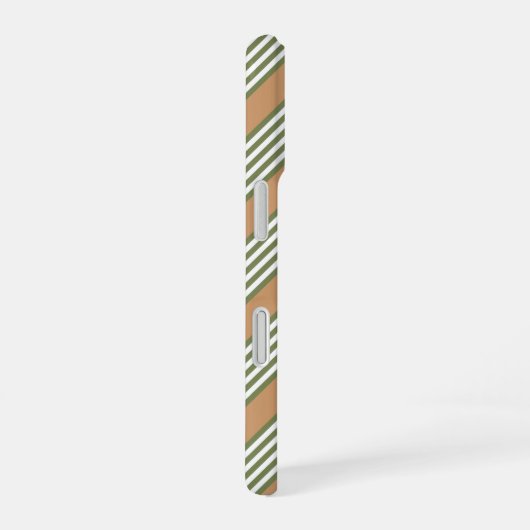 Olijfgroen en witte strepen met tint iPhone 16 hoesje (Rechterkant)