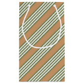 Olijfgroen en witte strepen met tint klein cadeauzakje (Achterkant)