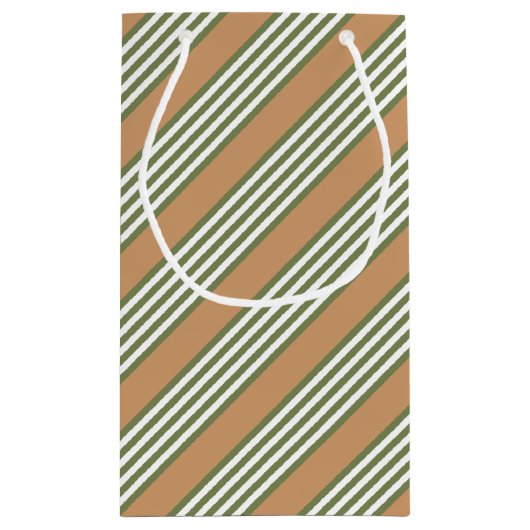 Olijfgroen en witte strepen met tint klein cadeauzakje (Achterkant)