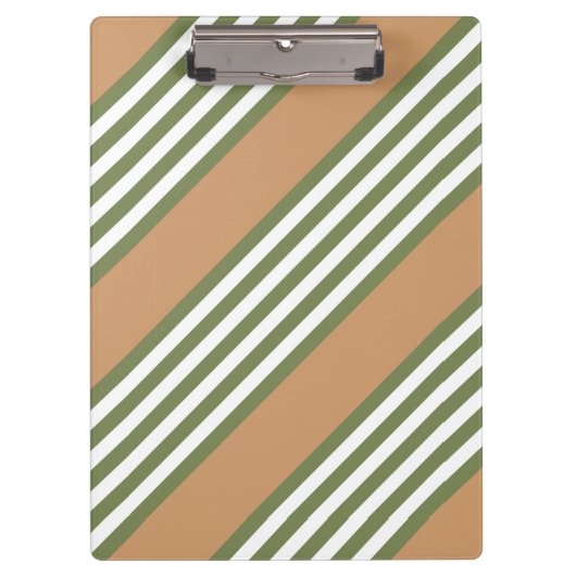 Olijfgroen en witte strepen met tint klembord (Voorkant)