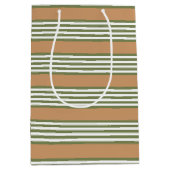 Olijfgroen en witte strepen met tint medium cadeauzakje (Voorkant)