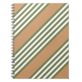 Olijfgroen en witte strepen met tint notitieboek (Voorkant)