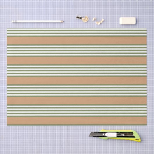 Olijfgroen en witte strepen met tint tissuepapier (Craft)