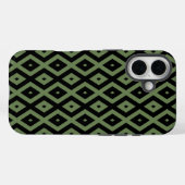 Olijfgroen en zwart diamantpatroon Case-Mate iPhone case (Achterkant (horizontaal))