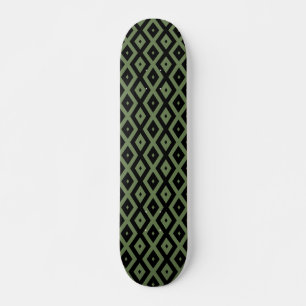 Olijfgroen en zwart diamantpatroon persoonlijk skateboard