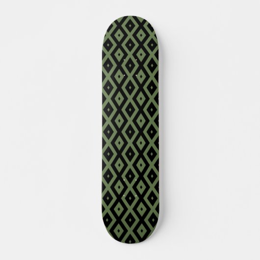 Olijfgroen en zwart diamantpatroon persoonlijk skateboard (Voorkant)