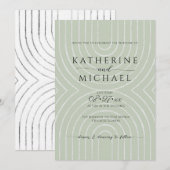 Olijfgroen esthetisch huwelijk kaart (Voorkant / Achterkant)