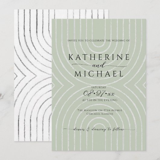 Olijfgroen esthetisch huwelijk kaart (Voorkant / Achterkant)