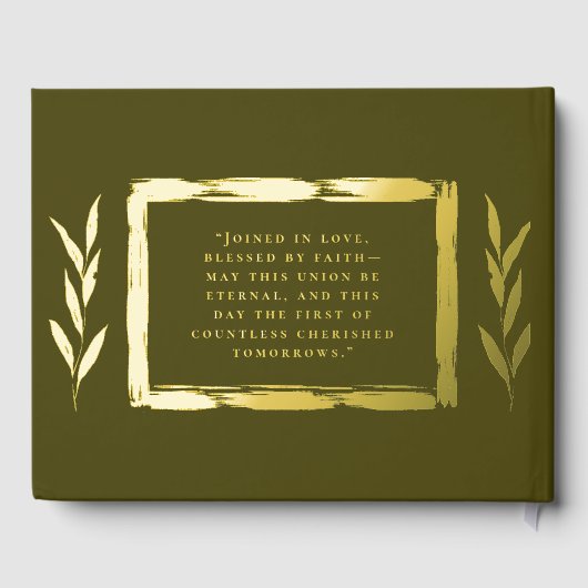 Olijfgroen Folie bruiloft gastenboeken foto strand (Achterkant)