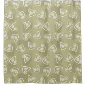 Olijfgroen geometrisch douchegordijn (Voorkant)