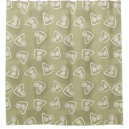 Olijfgroen geometrisch douchegordijn (Voorkant)