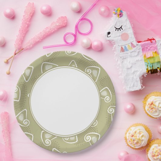 Olijfgroen geometrisch papier Bord (Feest)