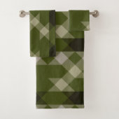 olijfgroen geometrisch patroon bad handdoek (Insitu)