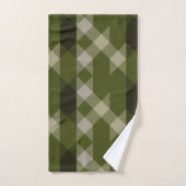 olijfgroen geometrisch patroon bad handdoek (Handdoek)