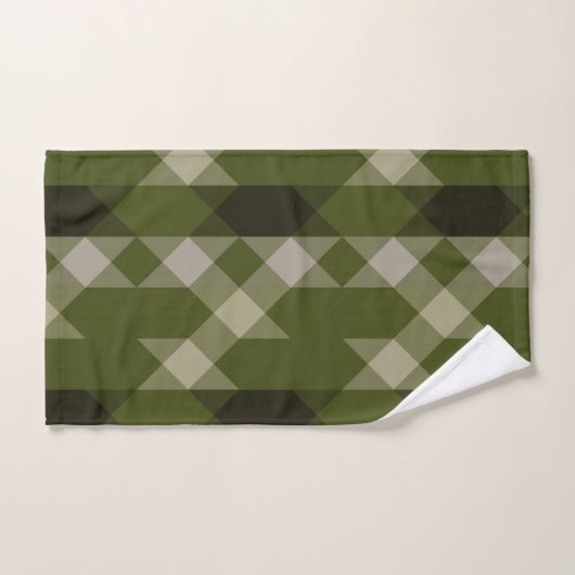 olijfgroen geometrisch patroon bad handdoek (Handdoek)