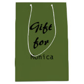 Olijfgroen gepersonaliseerde elegante stijlvolle n medium cadeauzakje (Voorkant)