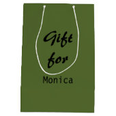 Olijfgroen gepersonaliseerde elegante stijlvolle n medium cadeauzakje (Achterkant)