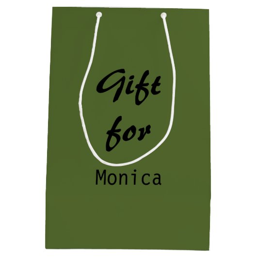 Olijfgroen gepersonaliseerde elegante stijlvolle n medium cadeauzakje (Achterkant)