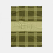 Olijfgroen geruite aangepaste naam fleece deken (Voorkant)