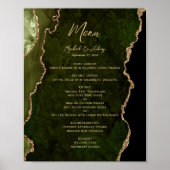 Olijfgroen Goud Agaat Bruiloft Tafel Menu Poster (Voorkant)
