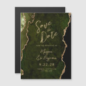 Olijfgroen Goud Agaat Magnetisch Save the Date (Voorkant / Achterkant)
