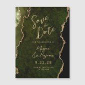 Olijfgroen Goud Agaat Magnetisch Save the Date (Voorkant)
