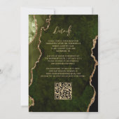 Olijfgroen Goud Agaat Script QR Code Huwelijk Kaart (Achterkant)