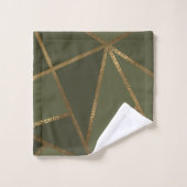 Olijfgroen Goud Bronzen Geometrische Glam Chic Bad Handdoek (Wasdoekje)
