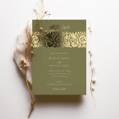 Olijfgroen goud islamitische bruiloft folie uitnodiging