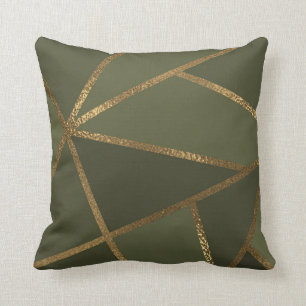 Olijfgroen Gouden Bronzen Geometrisch Glam Chic Kussen