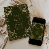 Olijfgroen Gouden bruiloft Save the Date Kaart