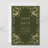 Olijfgroen Gouden bruiloft Save the Date Kaart (Voorkant)