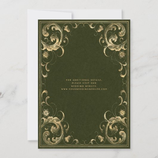Olijfgroen Gouden bruiloft Save the Date Kaart (Achterkant)