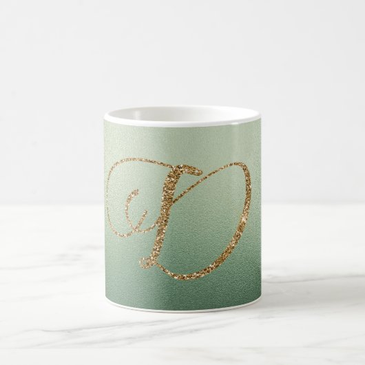 Olijfgroen gouden glitterletter D Koffiemok (Center)