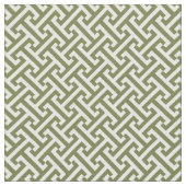 Olijfgroen Grieks sleutelpatroon Stof (Close Up)