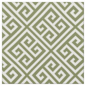 Olijfgroen Grieks sleutelpatroon Stof (Close Up)