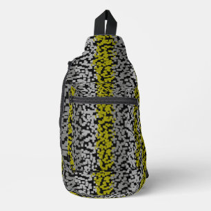 Olijfgroen grijs zwart digitale pixelstrepen sling bag
