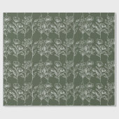 Olijfgroen groen bloemenrustieke bruiloft cadeaupapier (Vlak)