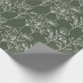 Olijfgroen groen bloemenrustieke bruiloft cadeaupapier (Hoek)