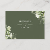 Olijfgroen groen bloemenwensen goed bruiloft informatiekaartje (Achterkant)
