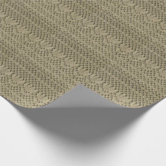 Olijfgroen Handgemaakt Kant Patroon Cadeaupapier (Hoek)