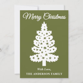 Olijfgroen handgeschreven script kerstboom feestdagenkaart