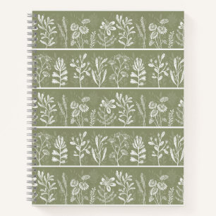 Olijfgroen Herbarium Botanische Whimsical Planten Notitieboek