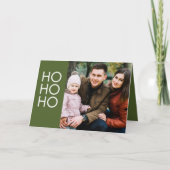 Olijfgroen "HO HO HO HO" Feestdagen Kaart (Voorkant)